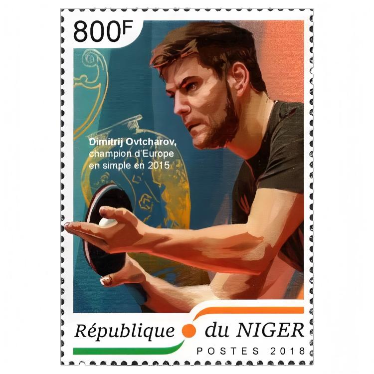 2018 Niger Republic Dmitrij Ovtcharov Table Tennis Commemorative Stamp 800F 2018 Niger Republic Dmitrij Ovtcharov Table Tennis Commemorative Stamp 800F
